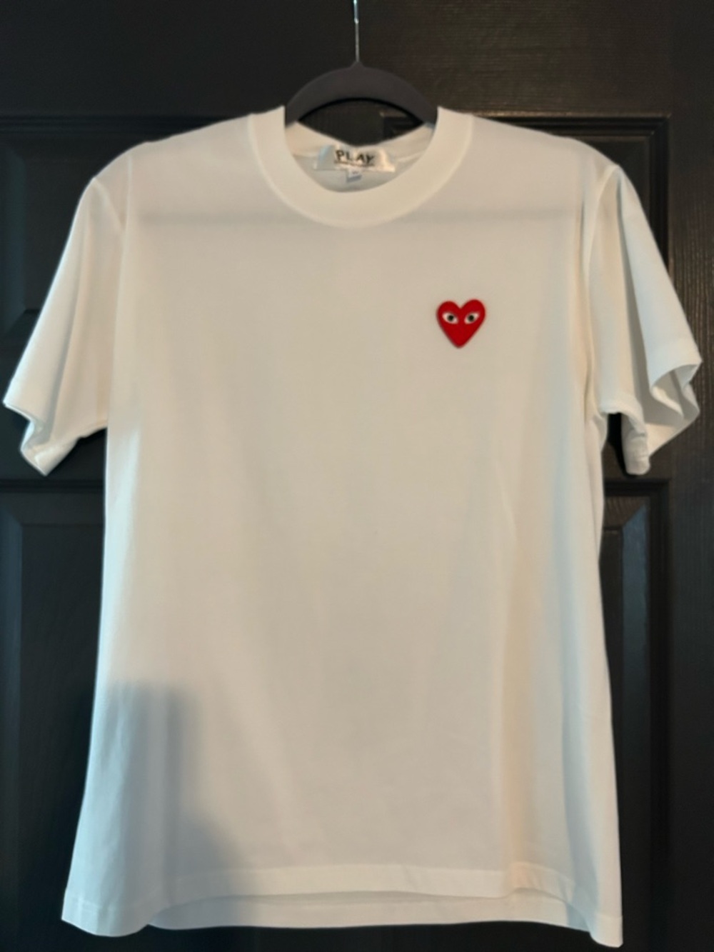 Comme des Garcons White Tee with Red Heart Patch